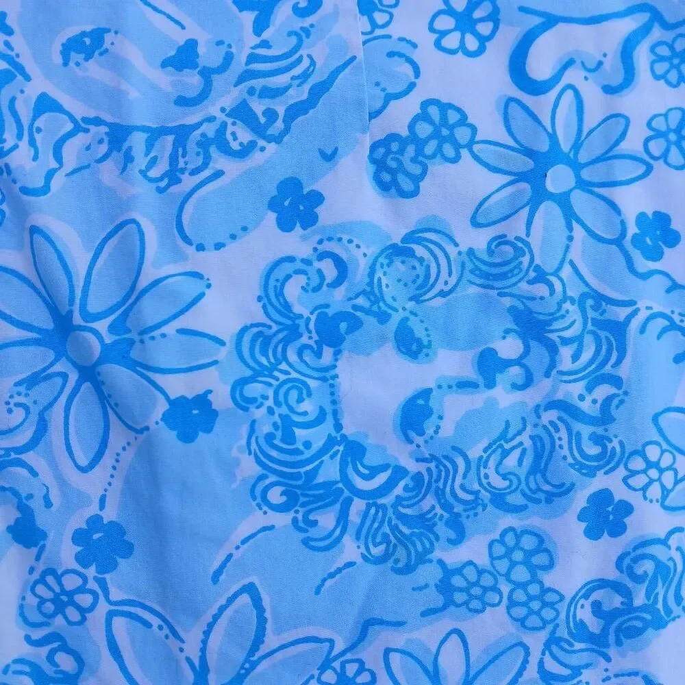 Vintage lilly pulitzer girls 10 yrs shift dress coastal blue lion around floral
